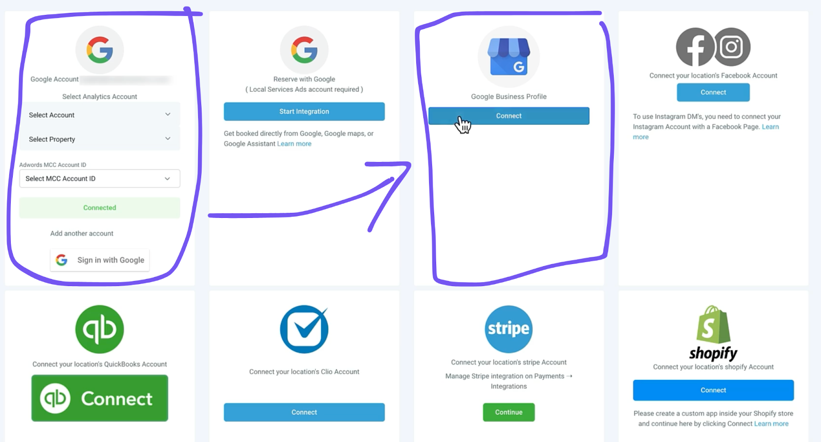 showing how to integrate your google business profile with gohighlevel 