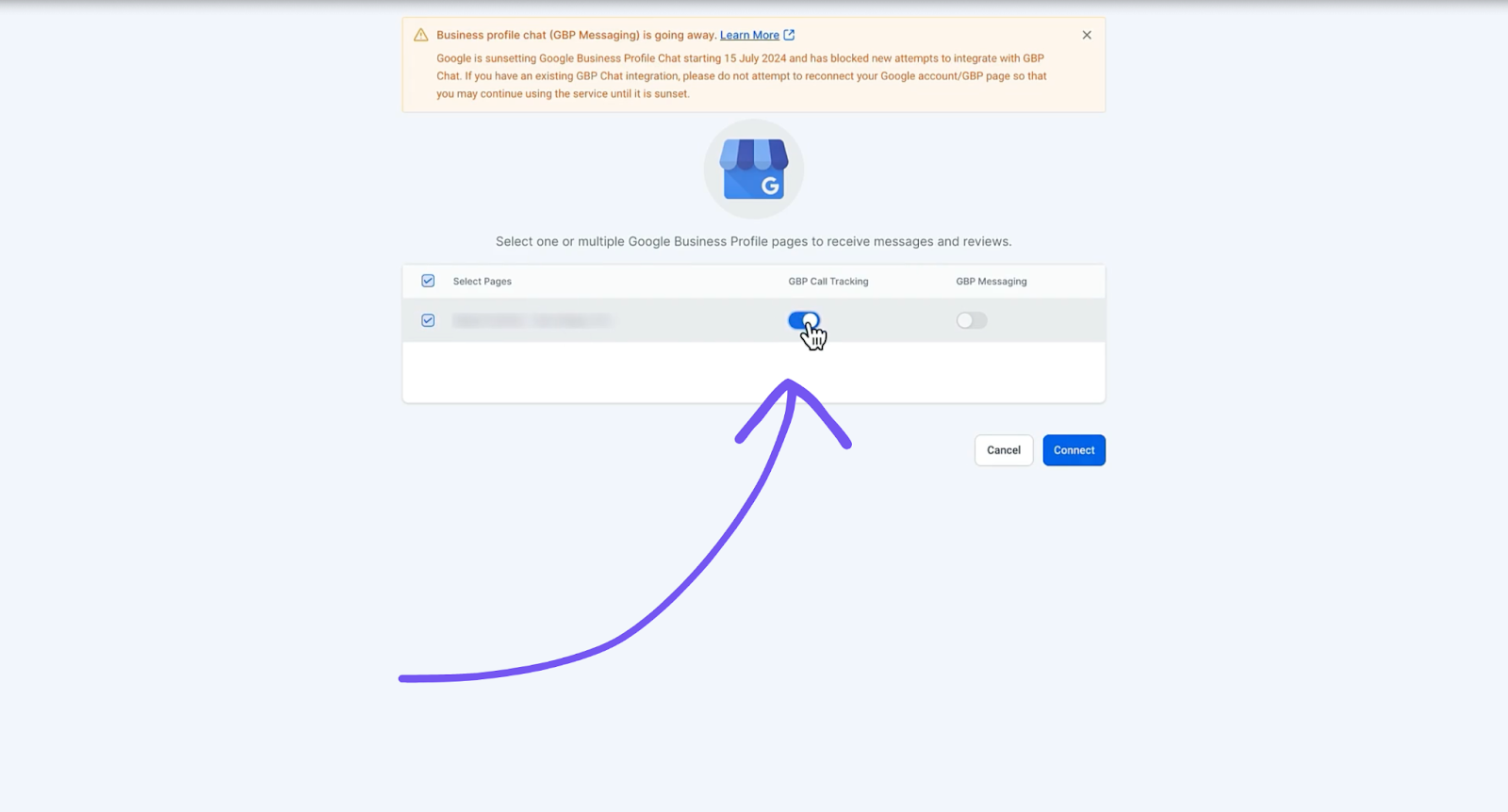 showing how to enable GBP call tracking