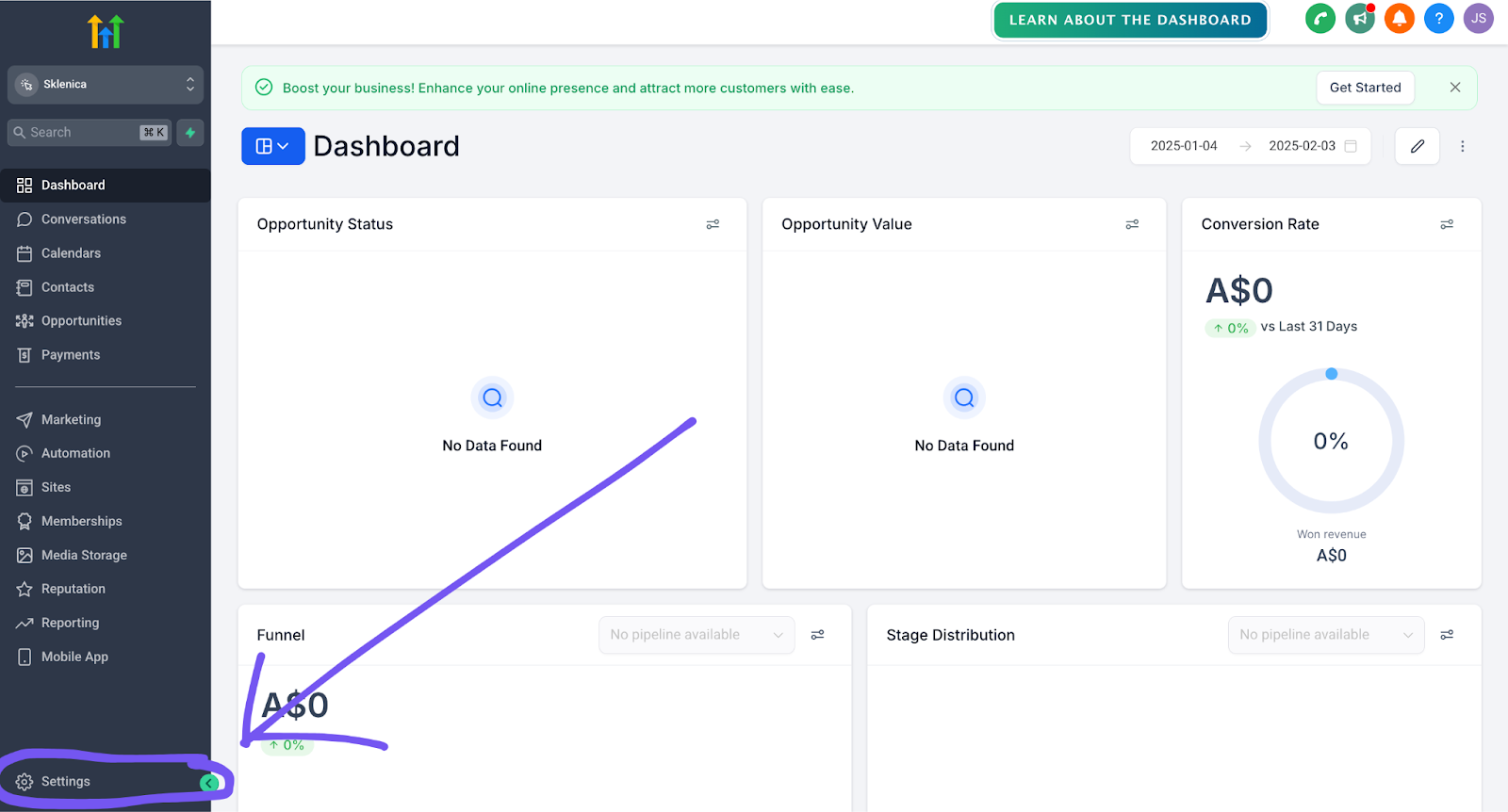 showing where to find gohighlevel sub account settings